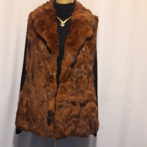 Vintage rabbit fur Vest  S  26"L  2 pockets - Picture 3 of 8